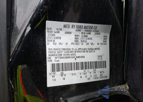 2010 Ford F-350 Cabela's/Harley-Davidson/King Ranch/Lariat/Xl/Xlt z USA, uszkodzony, nr VIN 1FTSW3BRXAEA80352